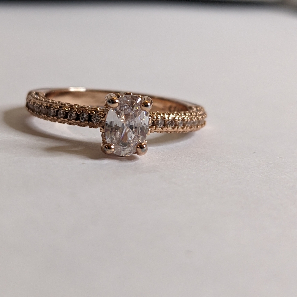 Rose Gold Plated Sterling Silver CZ Ring – Size 8.5 - Picture 5 of 8